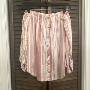 Off shoulder striped shirt
